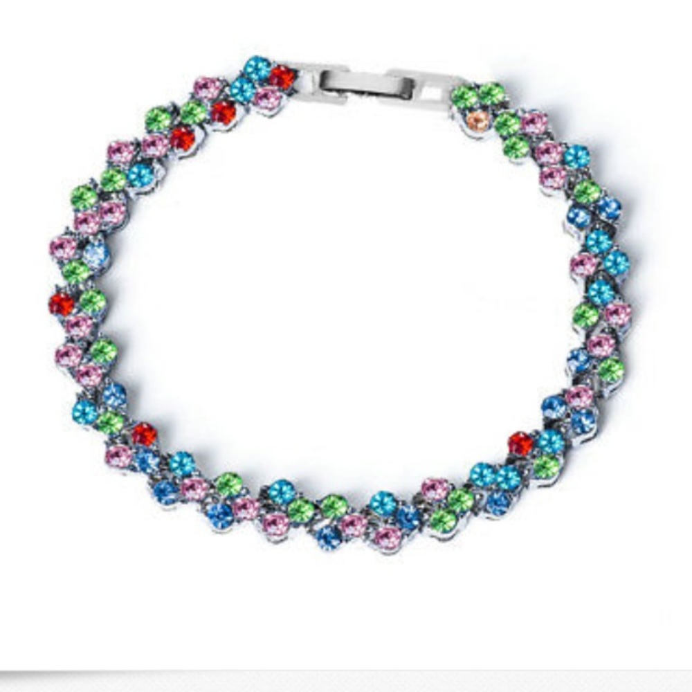 ❤️gorgeous rhinestone multicolor silver bracelet